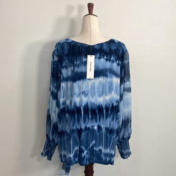 Calvin Klein Tie Dye Blouse Women's 3X Blue - Picture 7 of 14